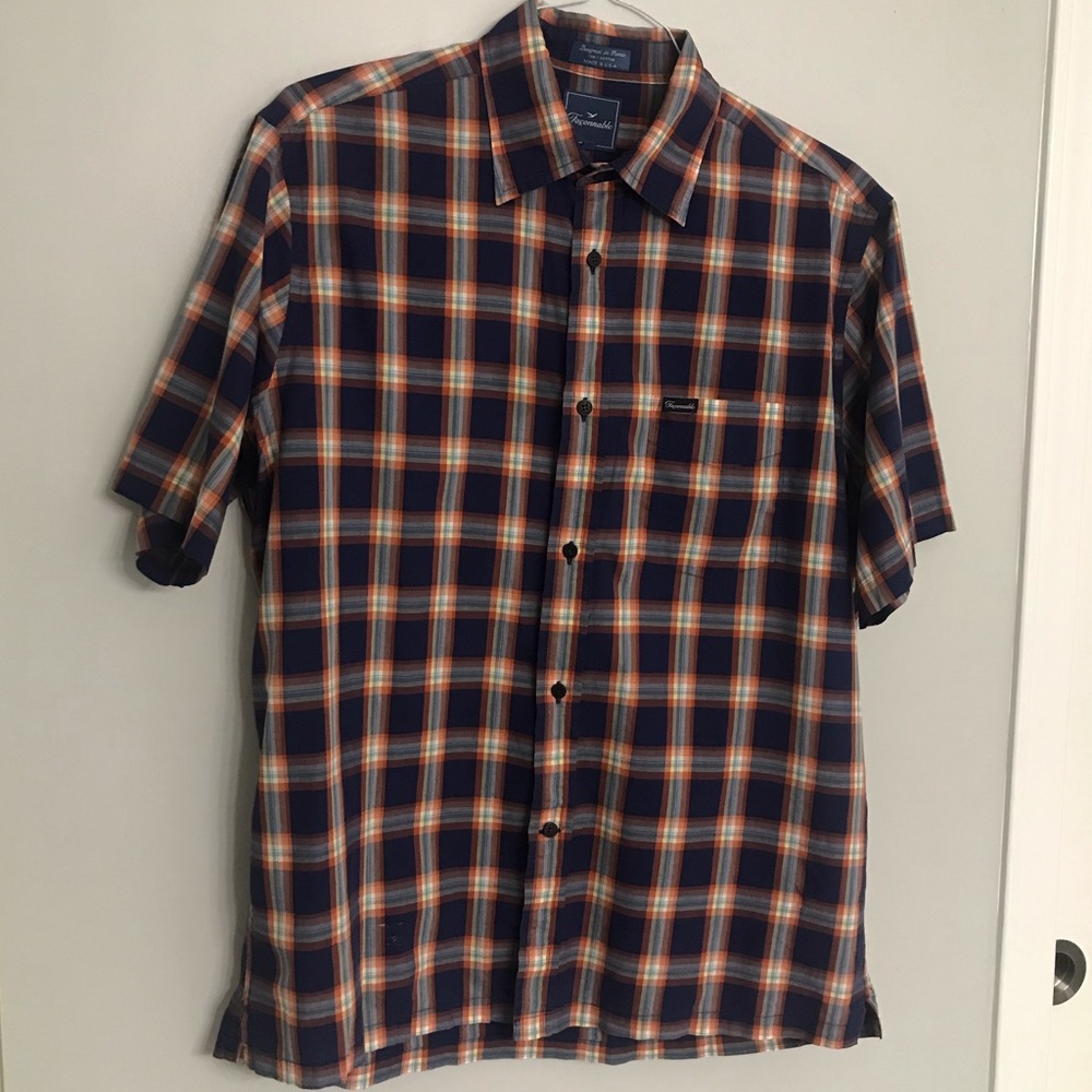 Façonnable checkered short sleeve button up shirt